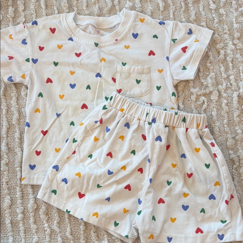 Colorful Heart Print Kids Pajamas